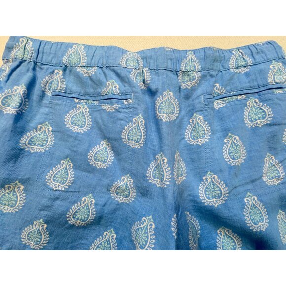 Vineyard Vines Women's Linen Shorts Drawstring Relaxed Fit Paisley Size M Blue - Picture 11 of 11